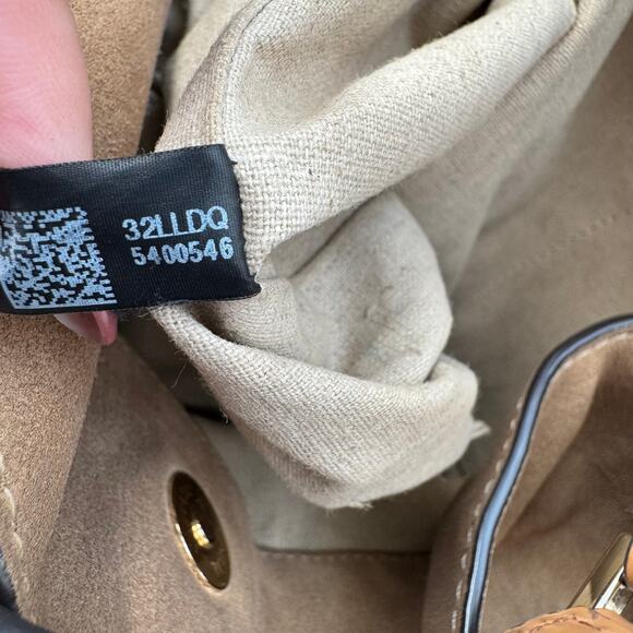 Michael Kors Vivian Large Woven Suede Bucket Hobo Shoulder Bag Crossbody Strap - Picture 14 of 16